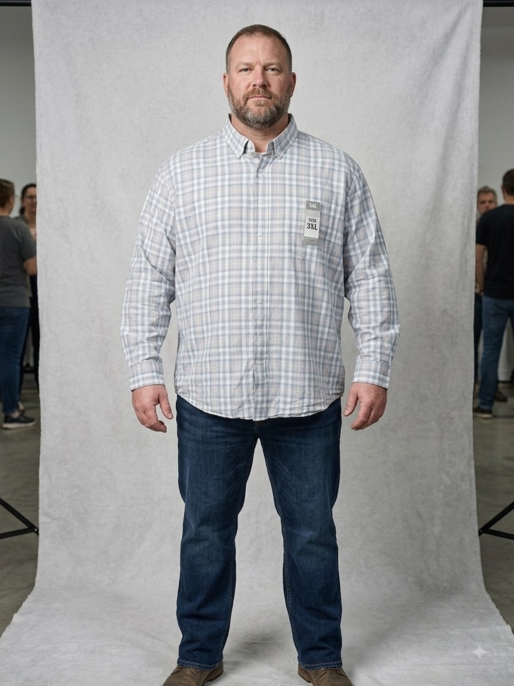 George Men's Plaid Button-Down Shirt - Light Blue & Gray